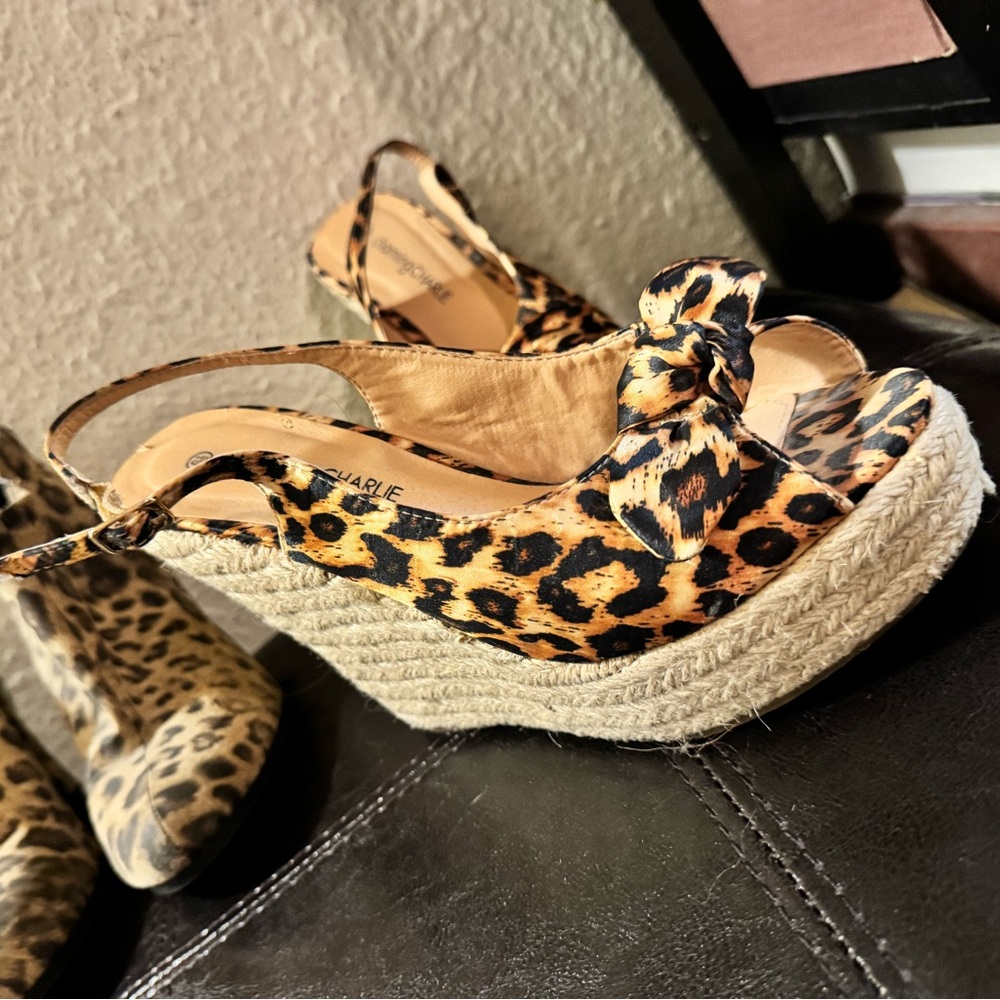 Charming Charlie Leopard Print wedges